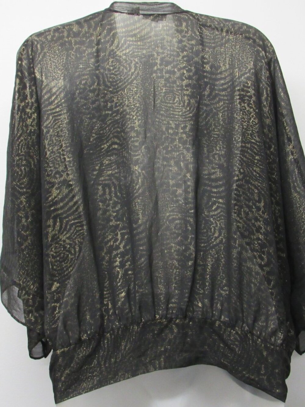Chico's Sheer Chiffon Kimono Style Topper Jacket sz 1 Small Tie Front Animal - Picture 2 of 5